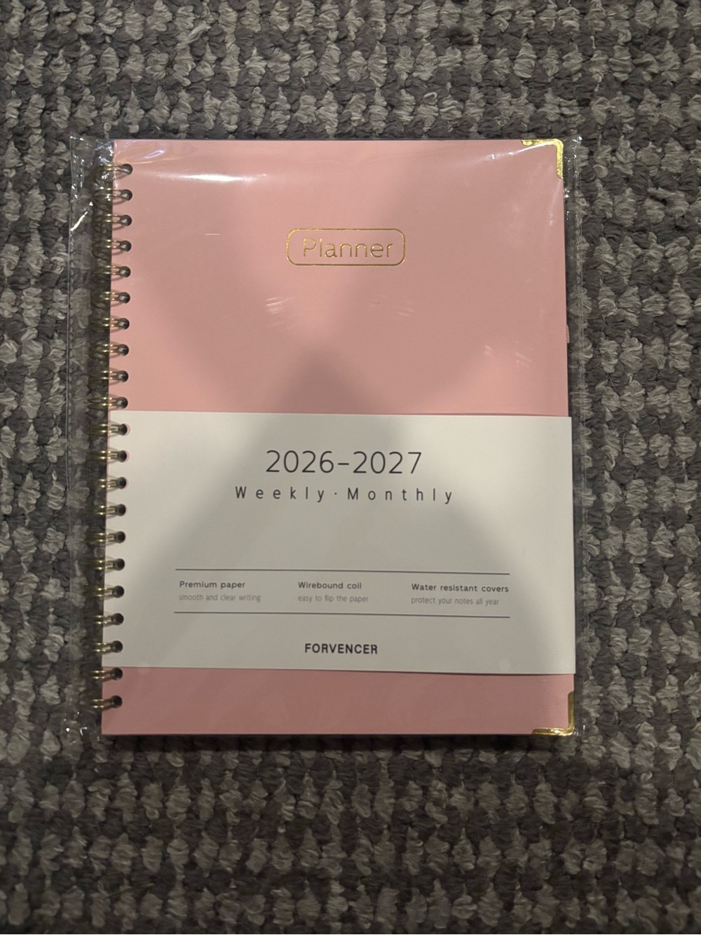 Brand New Pink and Gold Spiral Weekly-Monthly Planner 2026-2027